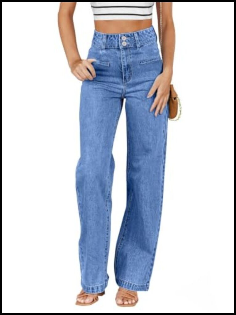 Sidefeel Women's High Waisted Straight Leg Stretchy Jeans with Tummy Control